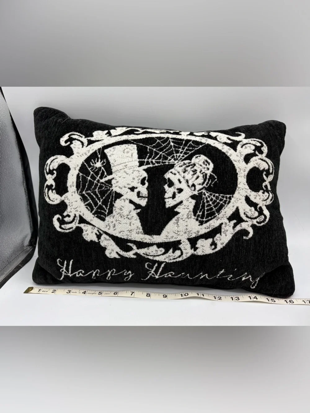 Black & White Gothic Skull Couple Throw Pillow